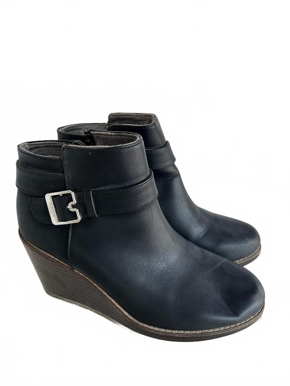Dr. Scholl's Double Black Wedge Bootie Women 6.5 Fall